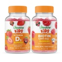 活生生的维生素D儿童 + 生物素儿童,Gummys Bundle - Great Tasting, Vitamin 补充, Gluten Free, GMO Free, Chewwable Gummy (英语).