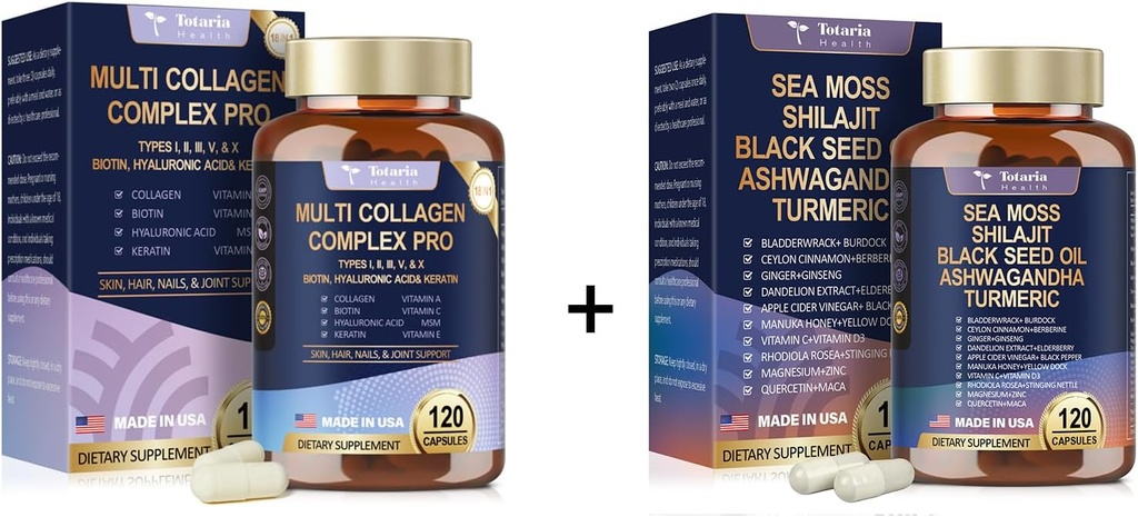 Totaria 18-in-1 Collagen Peptides Caps & 25-in-1 海蚊 Caps