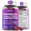 Resveratrol 补编 1500mg - Resveratrol Gummys 支持NAD+,NMN & NMNH 协同,配有 Quercetin, Grape Seed, Acai Berries 提取抗氧化剂,健康老化和寿命,皮肤,大脑 - 2Pcs