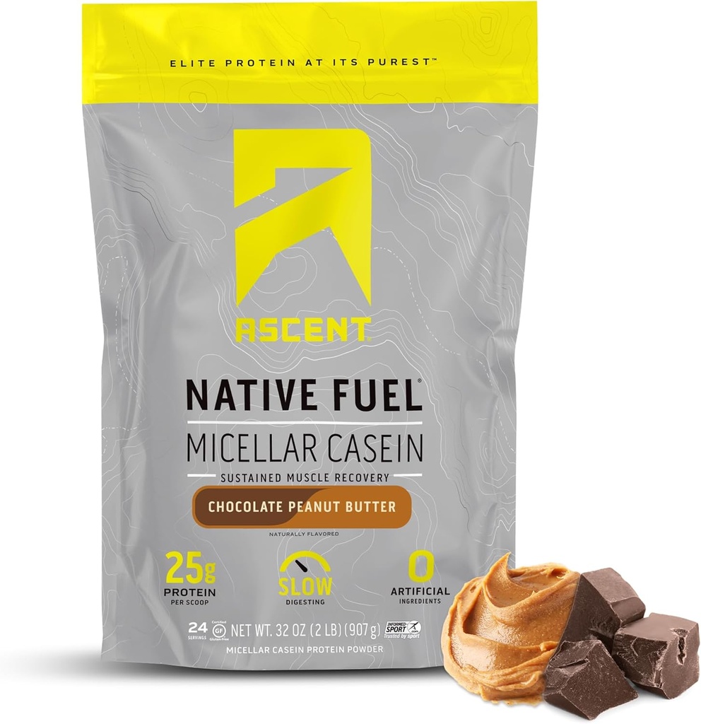 Casein蛋白粉 - 25g Micellar Casein Power 配有零人工火花和甜粉,Gluten Free,无添加糖,4.9g BCAA,2.2g Leucine - 巧克力花生酱,2英镑