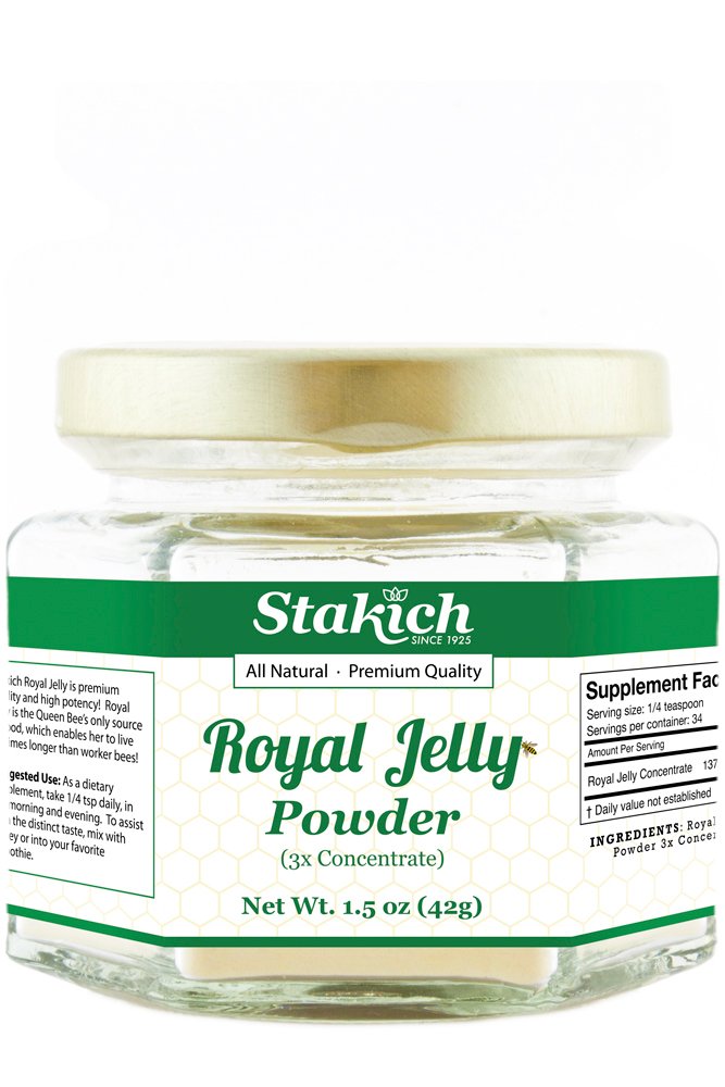 Stakich Royal Jelly Powder - 1.5 Ounce - 3X 集中 - 冻结干、纯、天然