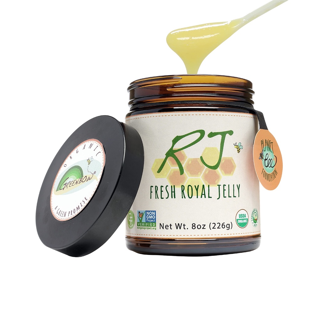 Greenbow Organization Fresh Royal Jelly - 100% USDA 认证有机,非GMO,Halal,纯净,无胶质 - 最营养包装之一 - (226g)
