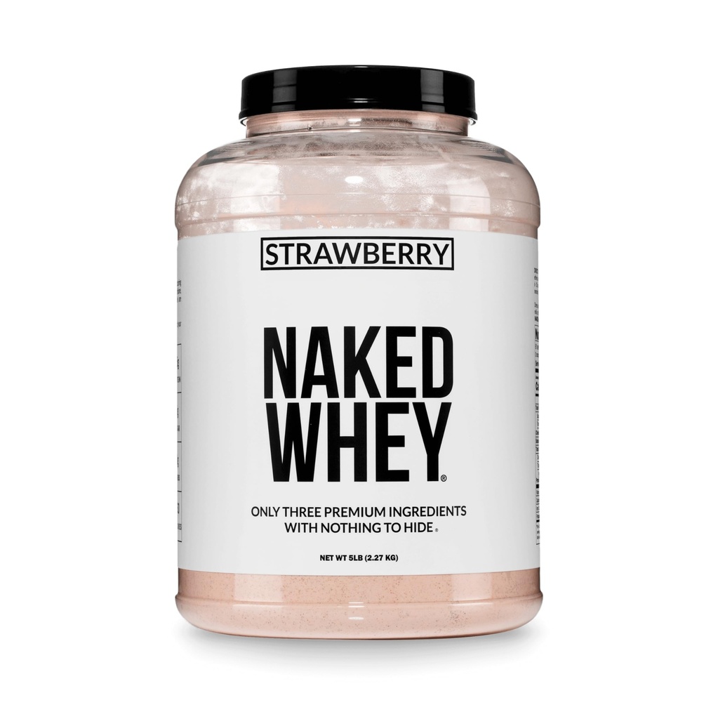 NAKED 草莓WHEY蛋白 - 所有天然草药 WHEY蛋白粉 + 干草莓 + 椰糖- 5lb Bulk, GMO- Free, Soy Free, Gluten Free. Aid Muscle Growth and Recovery - 61 services