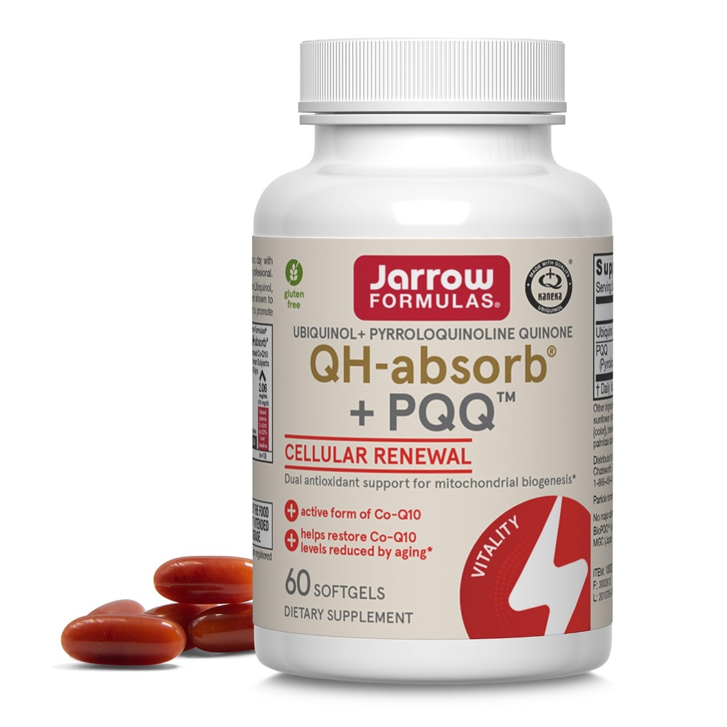 Jarrow公式 QH-Absorb + PQQ - 60 软胶 - 支持 Mitochondrial Biogenic, 能源生产和心血管健康 - 最多60种服务