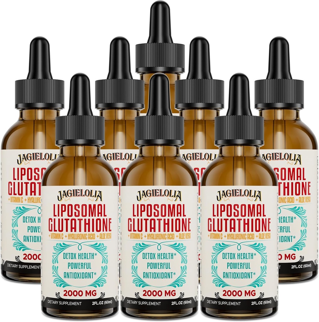 Liposomal Glutathione Liquid 2000MG – 女性和男性抗氧化剂解毒补充剂,老化防御,肝功能和能量,配有Hyaluronic Acid + Aloe Vera + 维生素C,天然和Vegan,16 FL.OZ