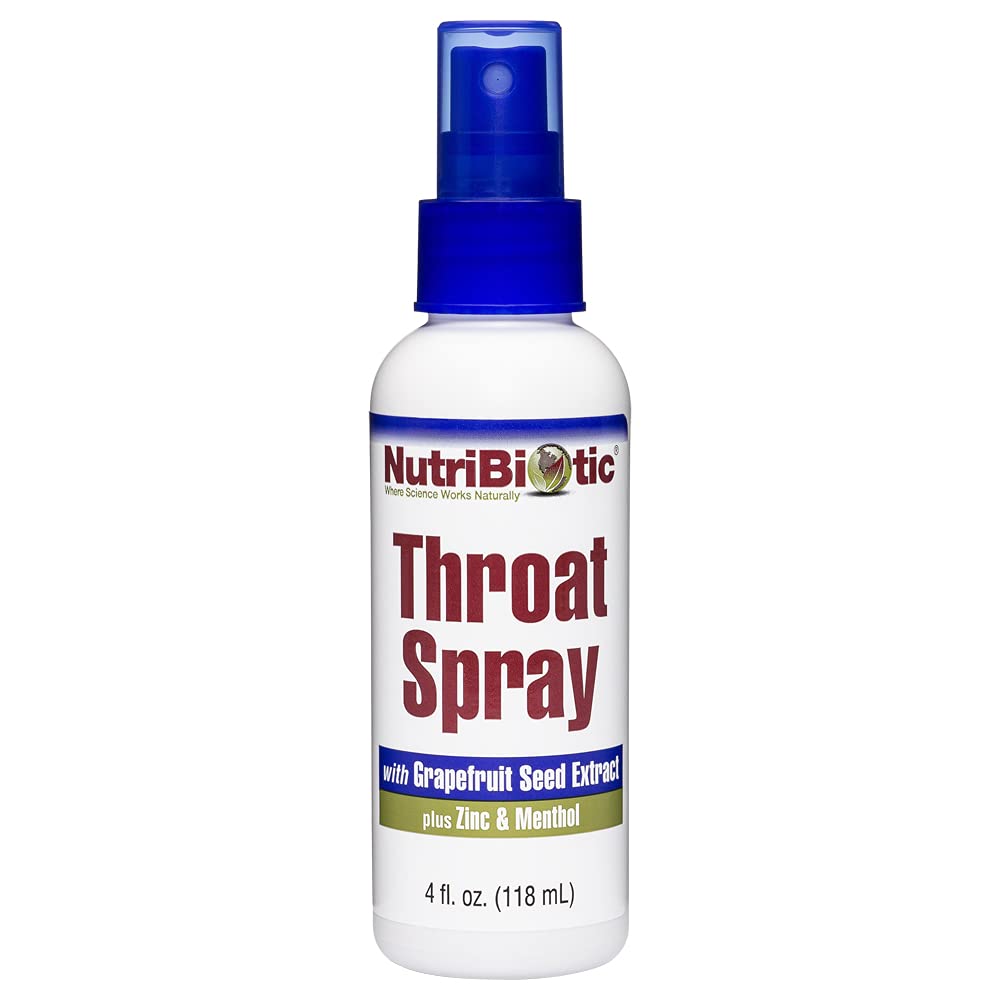 NutriBiotic – 与GSE, 4 Fl. Oz Gentle 和 Soothing Sore Throat 一起支持葡萄果种子提取,锌和Menthol → 无酒精和无药
