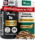 Ashwagandha Capsules 1310mg with Black Pepper - USA Made Ashwagandha 放松支持、正常认知功能和平衡能源水平补充品 - 60 caps