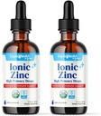 LIQUIDHEALTH USDA 有机离子锌高活性滴 - 追踪矿物液体维生素补充剂 成人,儿童 - 免疫和消化支持,皮肤和伤口健康 - 美国制造,维冈,非GMO(2包)