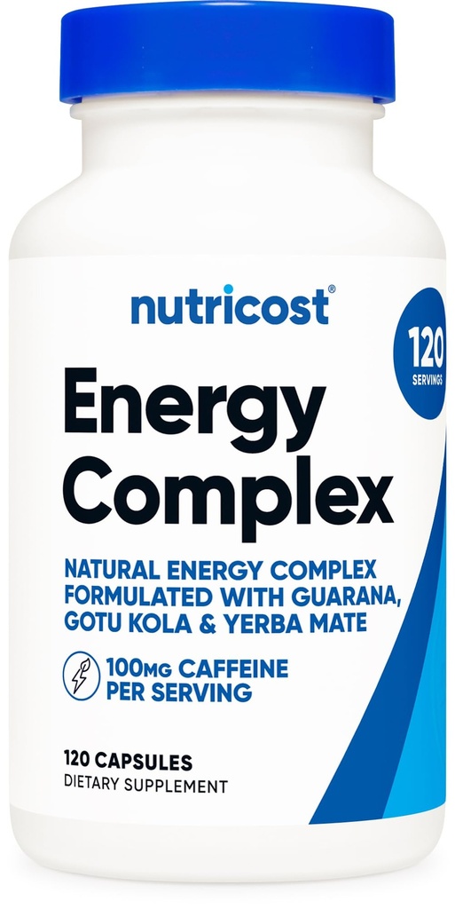 营养成本 自然能源药丸 120 Capsules, 100mg Cafeine - Gluten Free - 非GMO