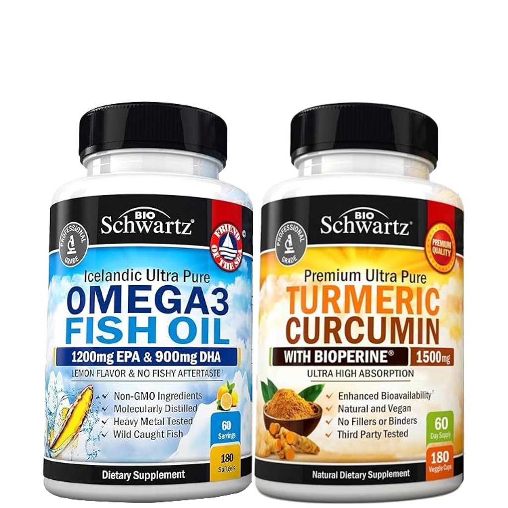 三重强度 Omega 3 鱼油软胶(2个月供应)+ Turmeric Curcumin 与黑椒抽取 1500mg 复合物(2个月供应)