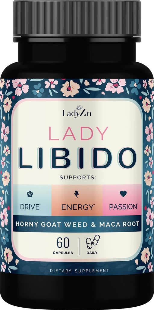 妇女支持Mood、Drive & Energy的Lady Libido补充品,配有Hornygoatweed & Maca Root 女性Libido助推器 妇女缓解压力和减少干燥的Hormone平衡药 - 60 Capsules