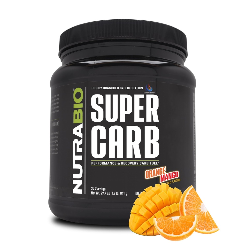 NutraBio Super Carb,加聚Dextrin & Electrolytes的Carbohydrate Powder,高级Carb 用于健身燃料,性能,和肌肉恢复,Cyclic Dextrin,橙芒果,30 Sv