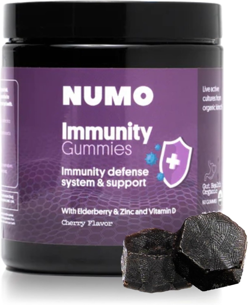 Numo Elderberry Gummys - 用抗氧化剂支持免疫系统补充剂 - 用Sambucus水果、维生素D3、锌、维生素C、Probiotics - Organic、Vegen & Kosher - 60 Countries