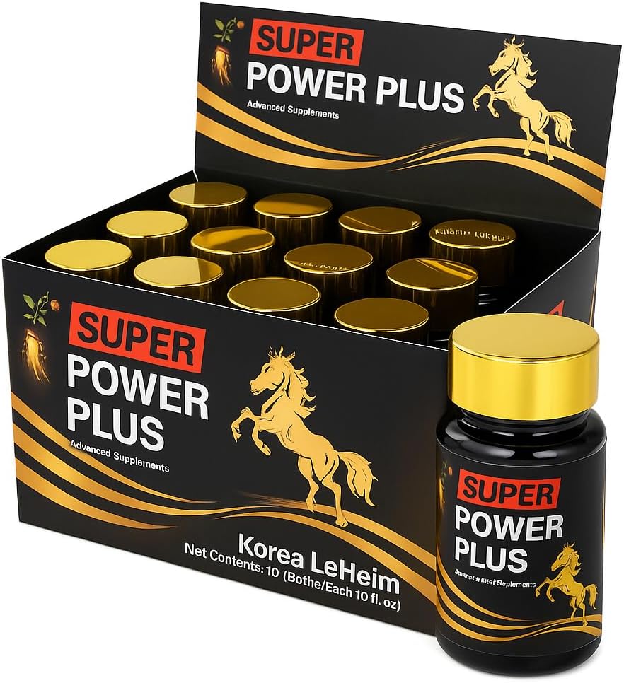 Elestoria Power Plus Super - 10瓶超级强力-Plus 植物混合液体补充剂 (1 FL OZ) 韩国 Ginseng 提取剂 Ginseng 补充剂 自然男 通力 Ginseng 根 韩国Red Ginseng Drops
