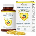 Omega 3 三强 EPA DHA 补充 - 2500mg Lemon Flawared Burpless Fish Oil - 高Potency 900mg EPA 600mg DHA 支持环流,脑,心,眼,皮肤,骨和关节 - 120软胶