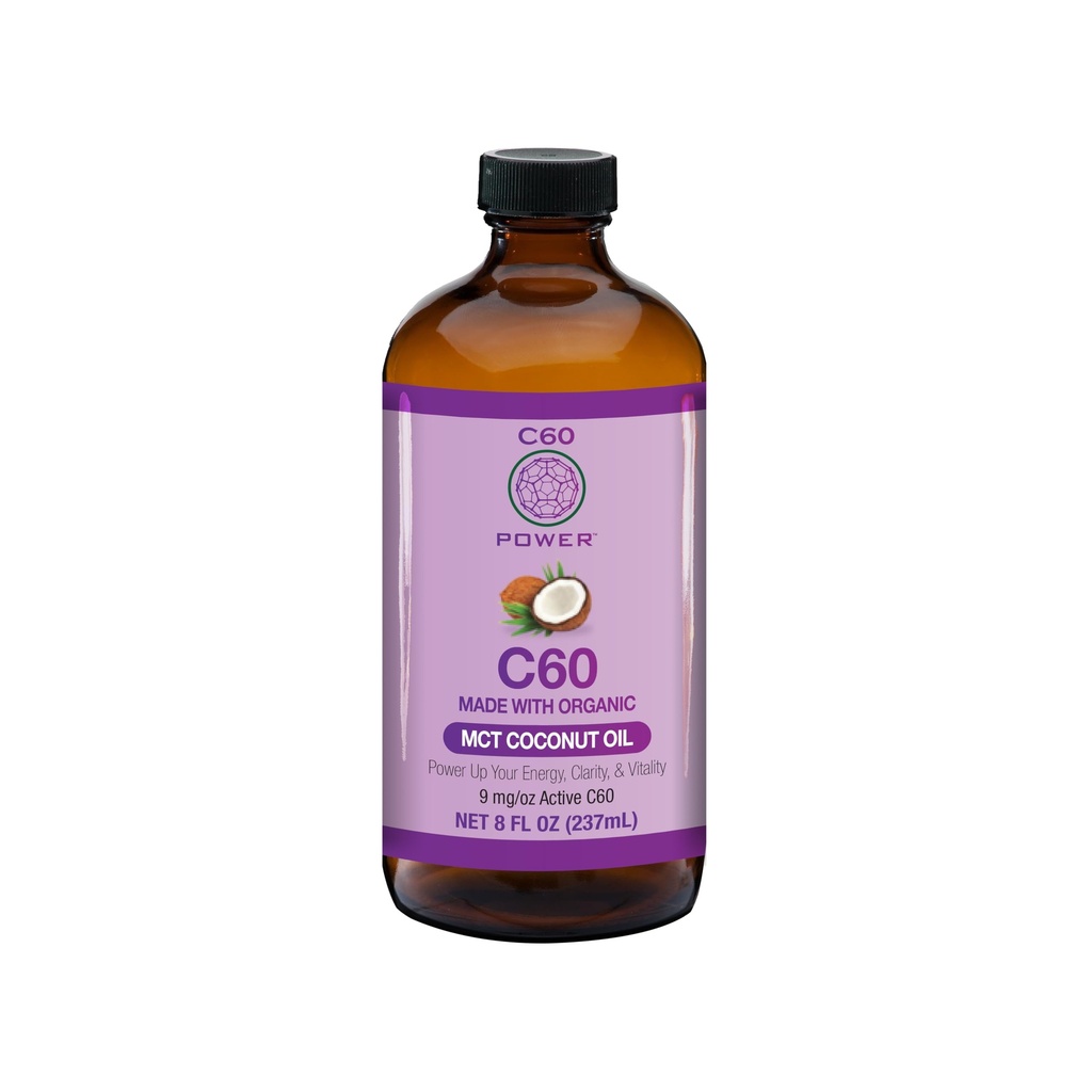 C60 Power - MCT 8-oz. - 有机MCT椰子油,8 Fl Oz,99.99%纯碳富勒内斯,抬高氧化负载,优化Mitochondrial函数