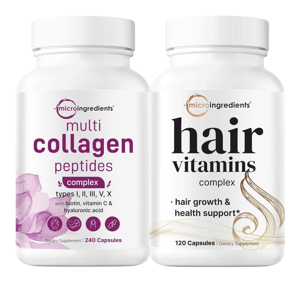 女性和头发维生素复合体多科拉根复合体 Capsules Bundle 2 Pack QQ 草-Fed Colagen Peptides 14-in-1 高级毛发生长支持