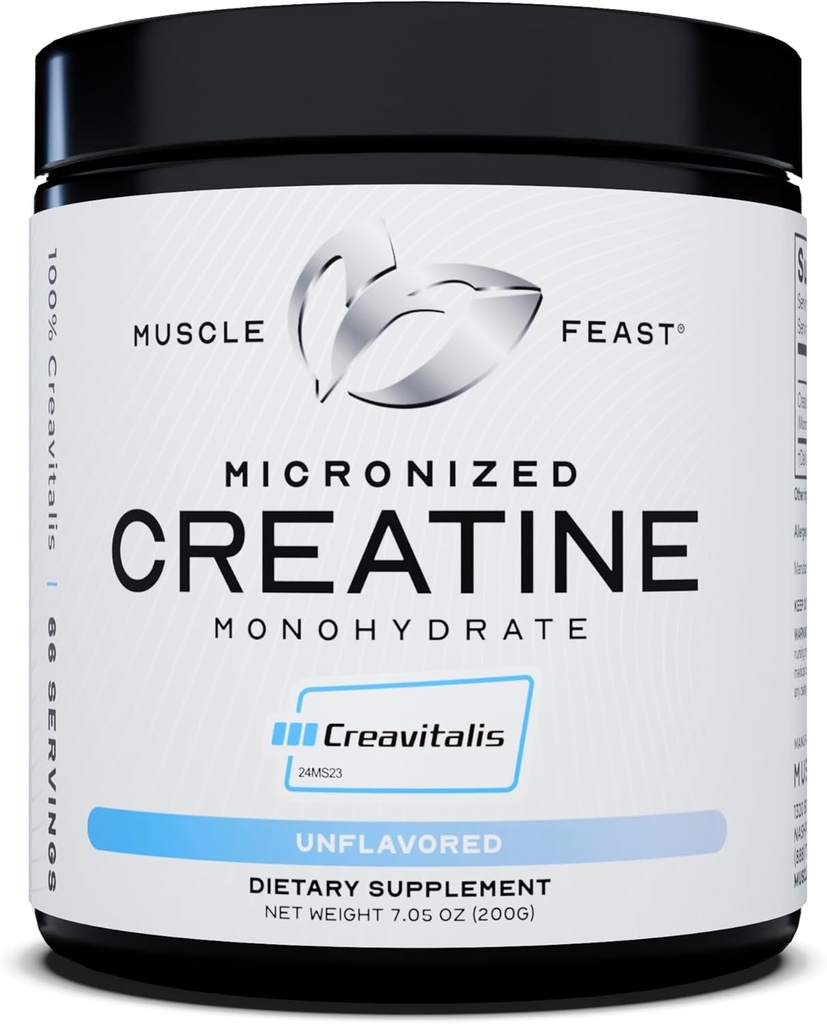 肌肉 食物 Creavitalis 微量化 Creatine 单水合物 Powder → Premium Pre-Workout 或 Pre-Workout → Easy to Mix, Gluten Free, Safe and Pure, Kosher 认证 (200g →  66 66 services), 不受欢迎