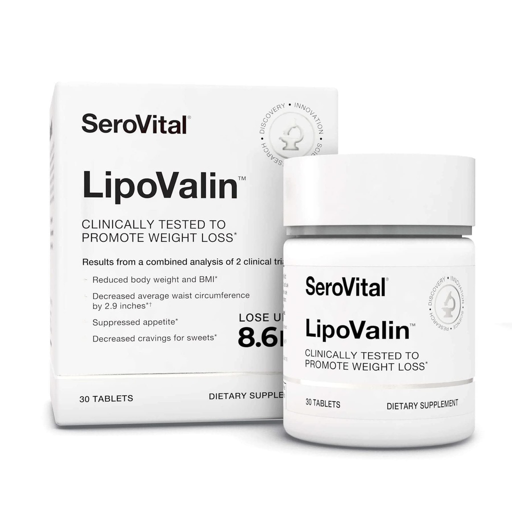 Serovital LipoValin 经临床鉴定的妇女体重损失药片 — 饮食药片、兴奋剂、无兴奋剂体重损失补充剂 — 30张药片
