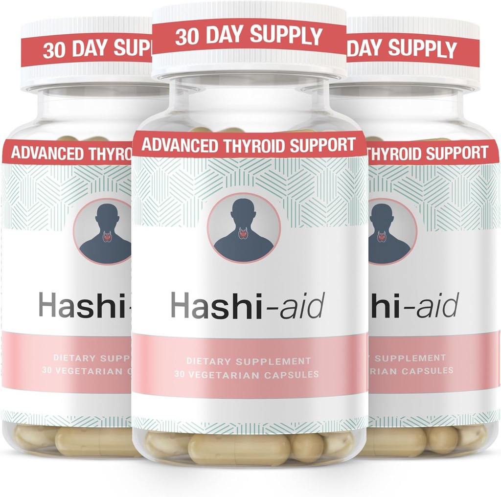 IBDAidTM Hashi Aid Throid for Women and Men - 桥本病症和Hypothyroidism的甲状腺素补充* - 与Ashwagandha, Selenium, Zinc, Basical Vitamins & More - 30 Capsules (3 Pack).