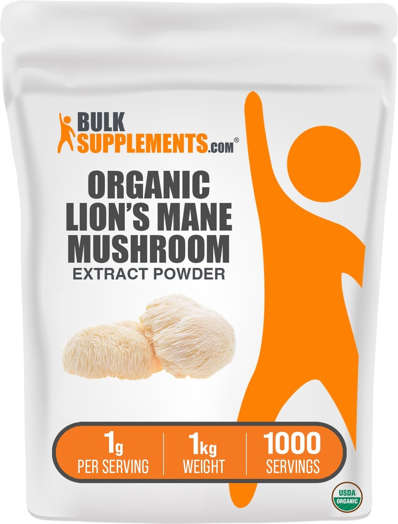 Bulk Assupports.com 有机狮子的马恩蘑菇提取剂 粉末 - 狮子的马恩补充剂 Powder,狮子的马恩补充剂 - 蘑菇补充剂,每服1000mg,5kg(11磅)(Pack of 5)