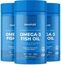 OMAPURE 鱼油补充剂 Omega 3脂肪酸(3瓶,120软胶) - 高EPA,DHA, & IFOS 鱼油药支持心与联合健康 - Burpless鱼油促进脑功能