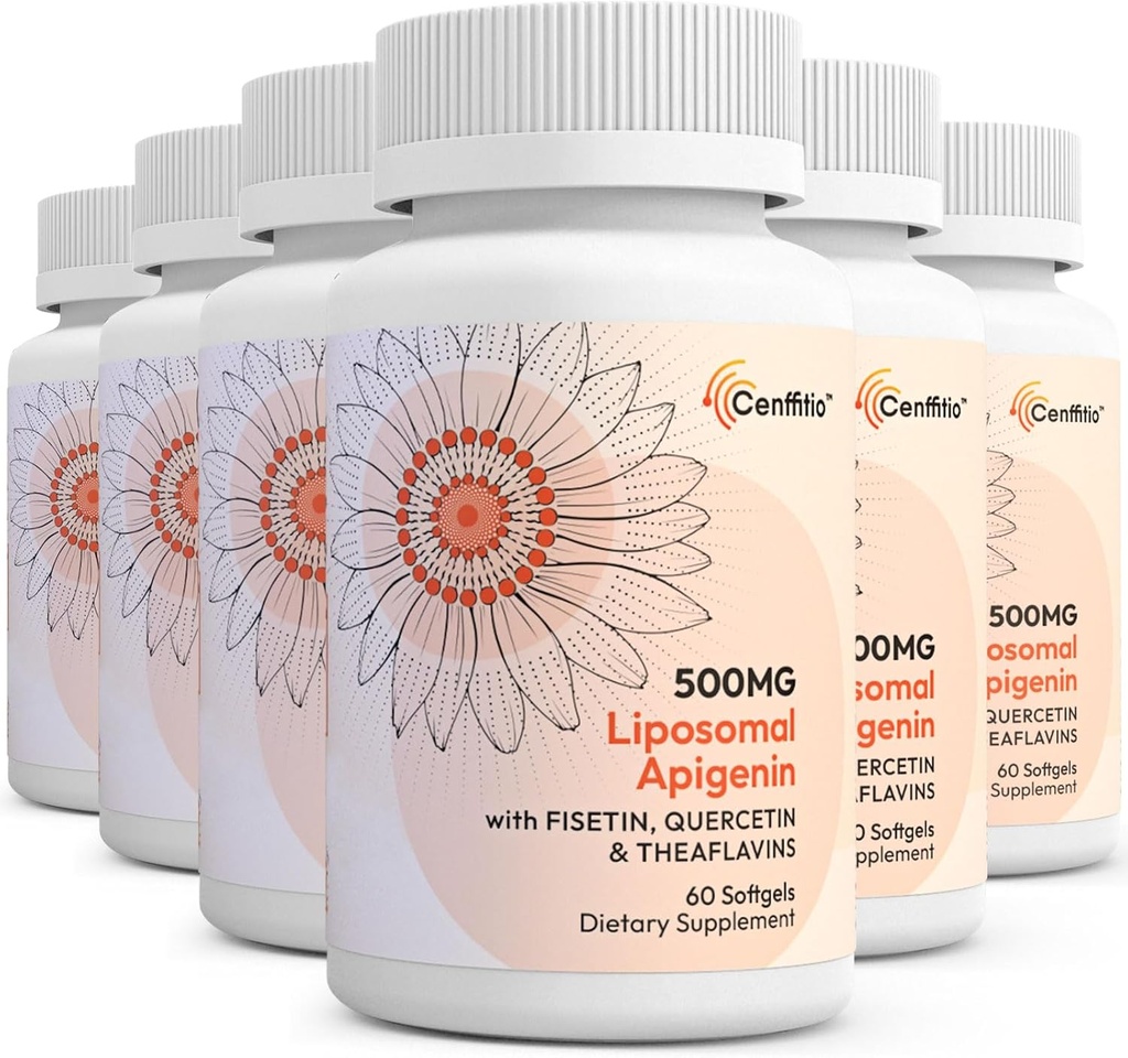 Liposomal apigenin 500mg Softgels - 配有 Fisetin, Quercetin 和 Theaflavins 的优化 Apigenin 补充剂 - 12个月供应量