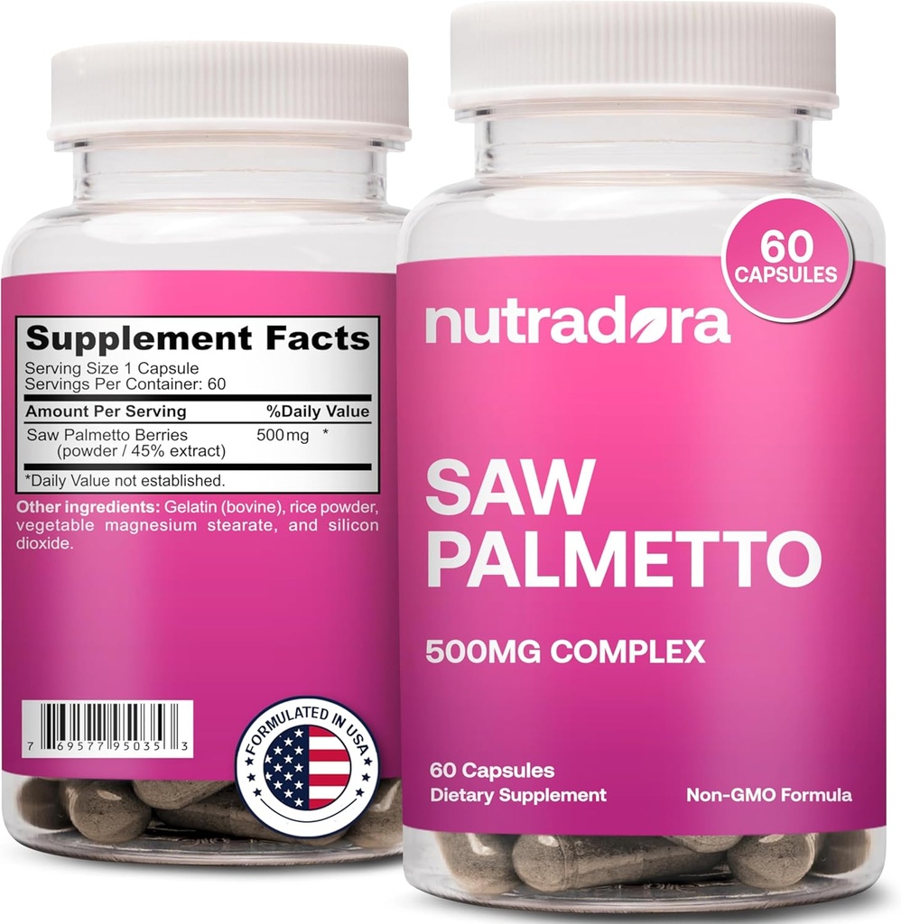 Saw Palmetto for Women - Natural DHT Blocker 头发生长药用有机Saw Palmetto 提取贝里什支持激素平衡和尿道健康 纯Saw Palmetto 女性头发流失药 - 60药