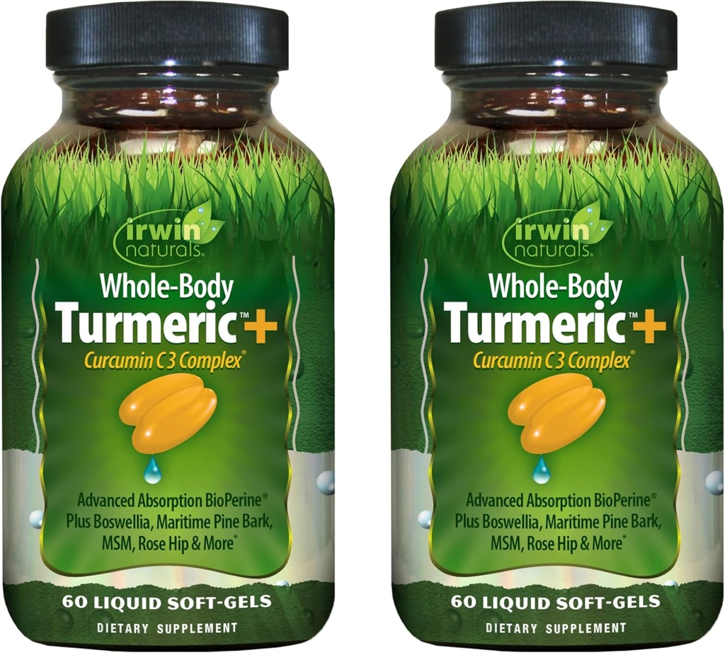 Irwin Naturals 整体涡轮 + Crucumin C3 复合体 - 60 液态软胶,包2 - 支持全体-Body 井 - 60 总服务
