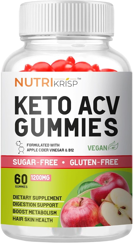Keto ACV Gummy - Sugar-Free Gluten Free Pro Active Super Apple 苹果苹果苹果苹果苹果醋(苹果苹果苹果) 男子葡萄酒补充剂 - 支持消化毛皮(1200MG)