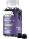 Viteey Sambucus 老年人的草莓果酱 – 长莓维生素C和锌类的豁免 – Vegan, Gluten-Free – 60 Counter