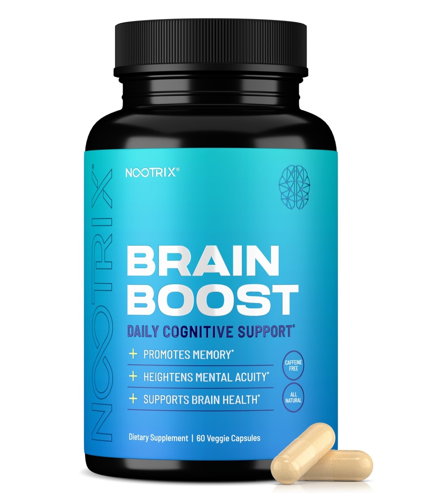 Nootrix Brain Boost Nootropic Supplement 支持记忆,精神焦点,认知健康与能源 QQ促进健康的Mood和大脑功能 QQ Ginkgo Biloba & DMAE 60 Capsules