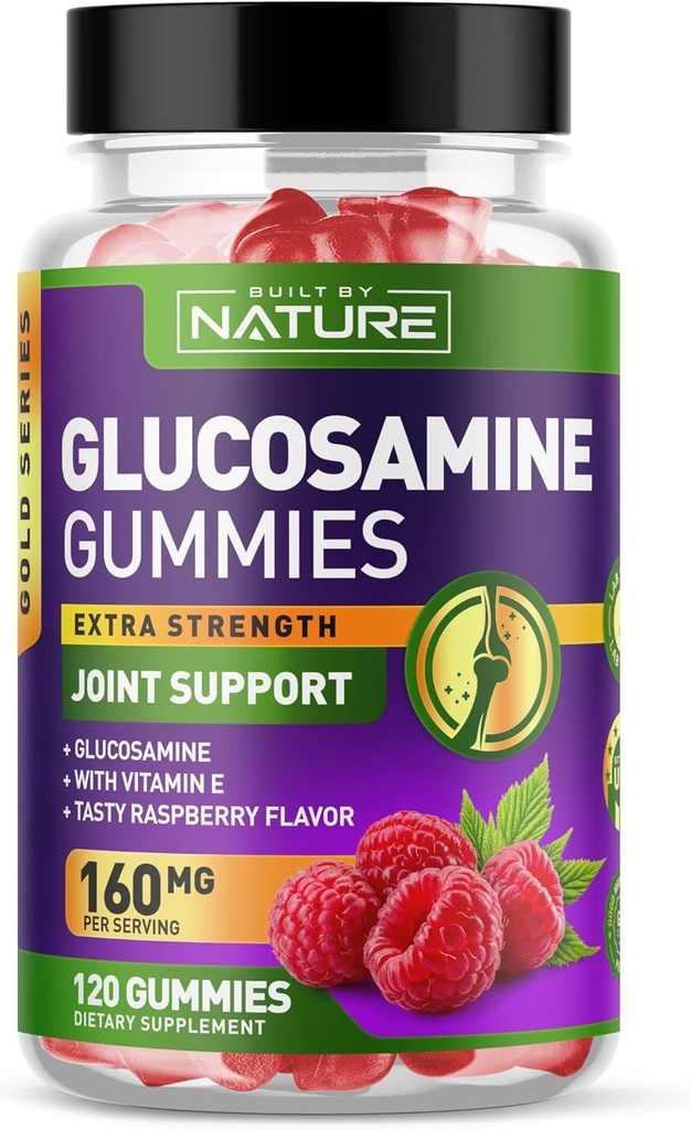 Glucosamine Gummys 配有维生素E - 高级联合支持 Gummy 补充剂,高潜力抗氧化剂,后方安慰剂,膝盖,手 - 120 Gummys