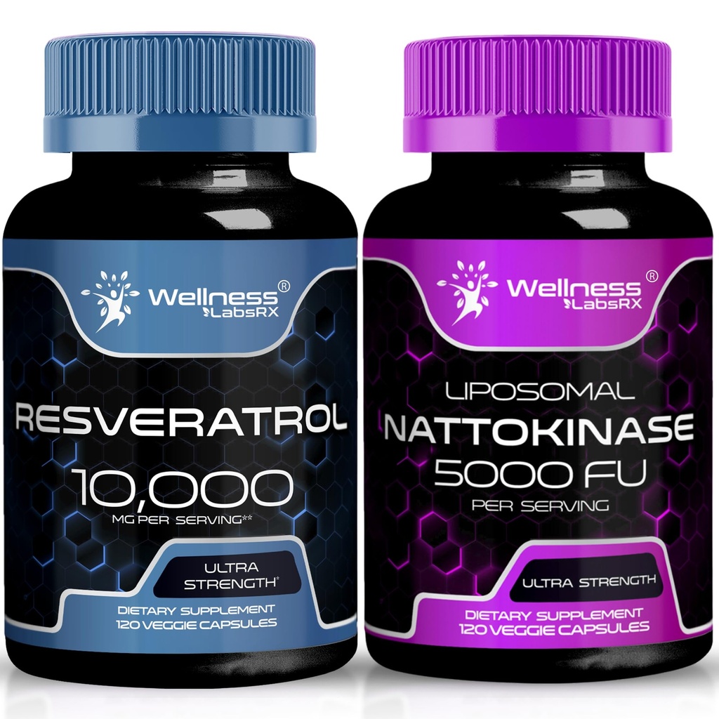 wellness LABSRX resveratrol Capsules 10000mg - Nattokinase 补充 Capsules - 5000 fU