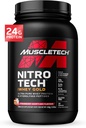 Whey蛋白粉,MuscleTech Nitro-Tech 黄金蛋白粉,Whey蛋白互不相干 平滑混合,女性和男性蛋白粉,草莓蛋白粉,2 lbs(28 Serve)-包装不一.