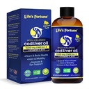 生命之福(Fortune Cod Liver) 油脂 有机柠檬 Flavor (8 Oz) 1000 mg Omega + 维生素A, E & D3 - 支持Immune健康 - 来自野生海洋Cod-GMO的100%鱼油补充剂
