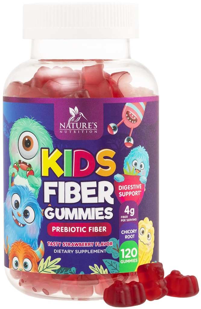 (原始内容存档于2018-09-21). Fiber Gummys for Kids, Daily 4g Gummy Fiber 补充, Prebiotic Digestive Health Supports - Natural's Plant的可溶性纤维,支持孩子的规律和文摘 - 120 Gummys.