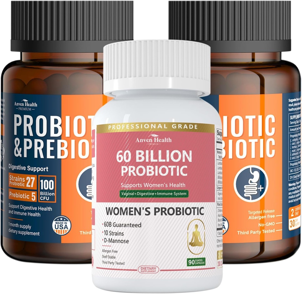 完整的Gut & 消化健康包 整个家庭: 100亿 Probiotics + 妇女 Probiotics