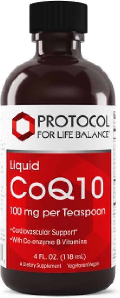 生活平衡协议 液体COQ10 - 心脏健康 - 抗氧化剂营养补充剂 - 维生素B6和B12 - NAD & D-Ribose - 能源生产 - 4 fl oz