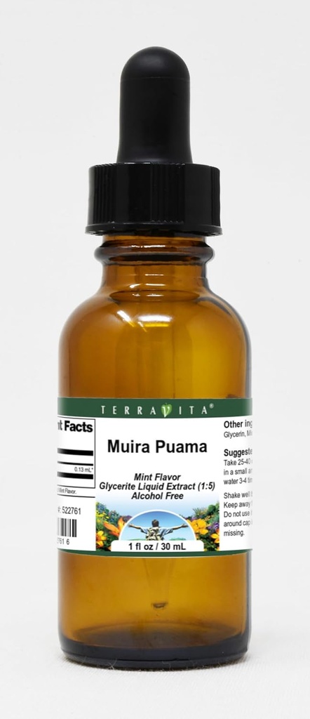 Terravita Muira Puama Glycerite 液体提取器(1:5) - 薄荷氟化(1 oz, ZIN: 522761) - 3 Pack