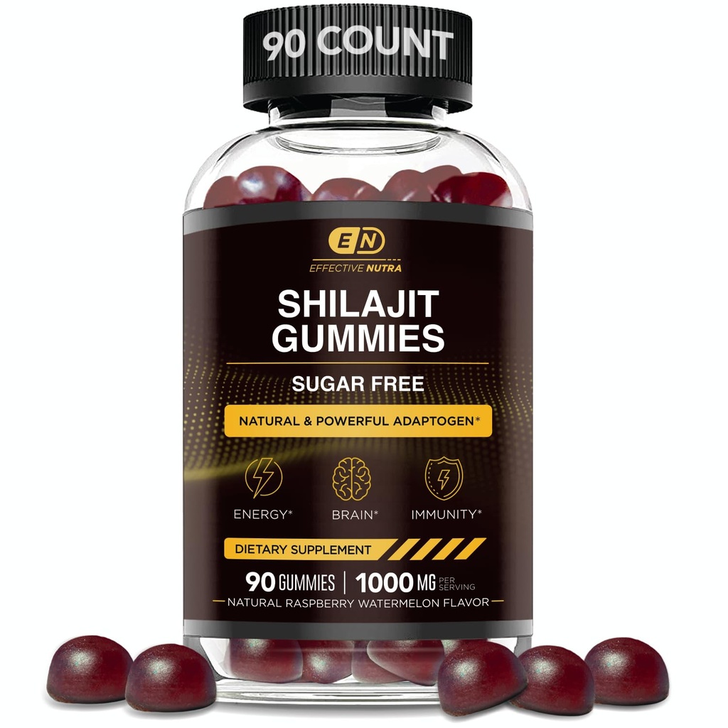 NUTRA Shilajit Gummys 1000mg 纯 Shilajit Resin for Energy, Brain and university QQ 男女无糖, Vegan, Gluten- Free QQ 天然贝里火焰,美国制造 (90ct)