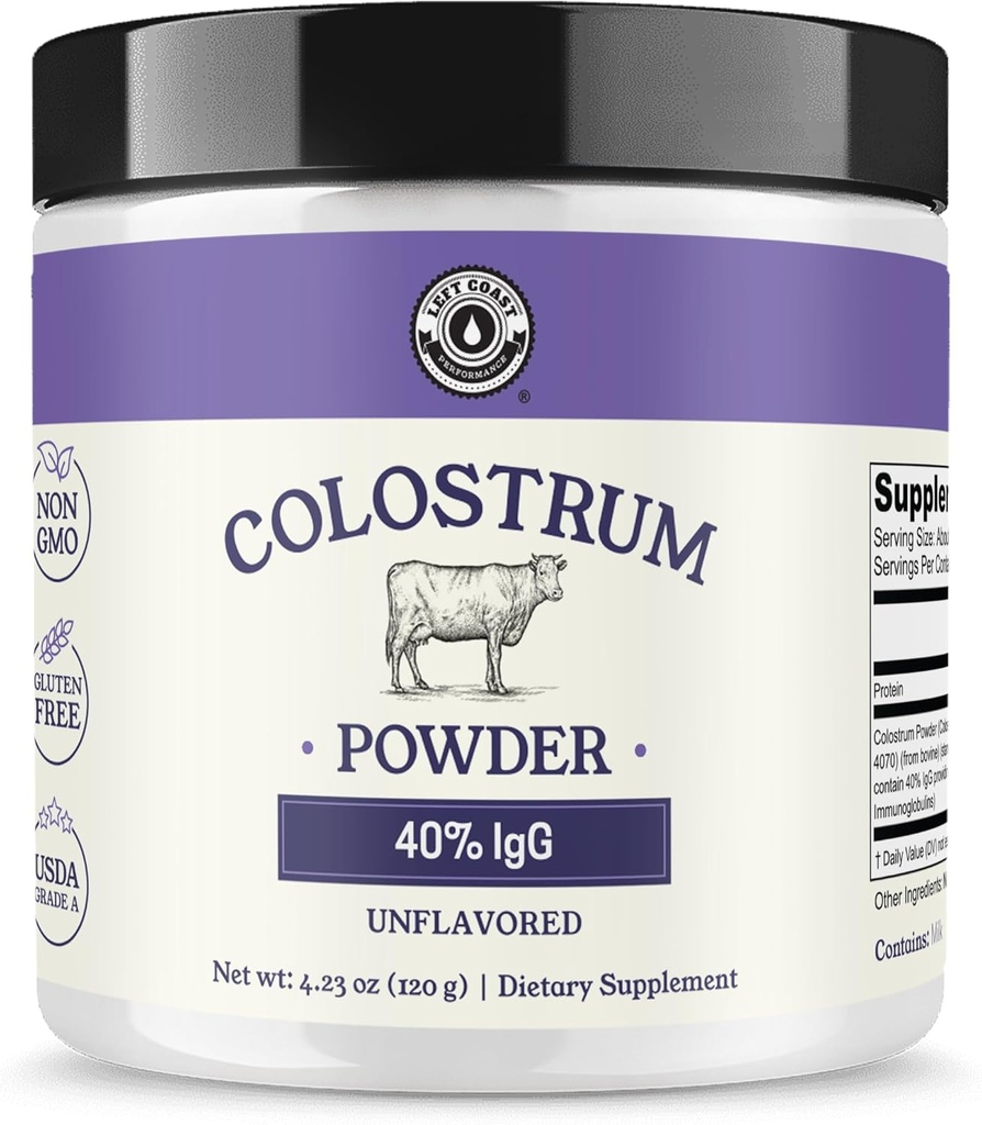Colostrum Powder 40% IgG – 美国源代码Bovine Colostrum 补充免疫支持,Gut健康,肌肉复苏和整体健康 - 单一成分,无添加剂,非GMO - 60服务