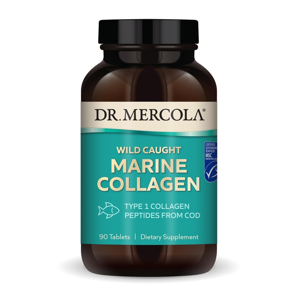 Mercola Wild Caught Marine Collagen博士,30位服务员(90张平板电脑),I型Collagen Peptides,饮食补充,促进青年外观,非GMO,MSC认证