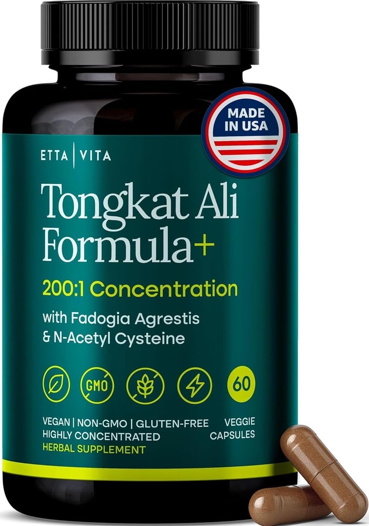Potent Longjack - Tongkat Ali & Fadogia Agrestis 男女能源补充,T支持,Lean肌肉生长和复苏,激素平衡,与Vegan NAC Liver Detox & Cleanse的预谈