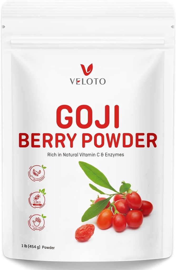 Goji Berry Powder, Wolfberry 提取 10:1 纯 Goji Berry Herbal 提取 眼部健康粉,天然维生素C抗氧化剂,Non-GMO,无葡萄糖,无硫酸盐,1lb(16Oz)