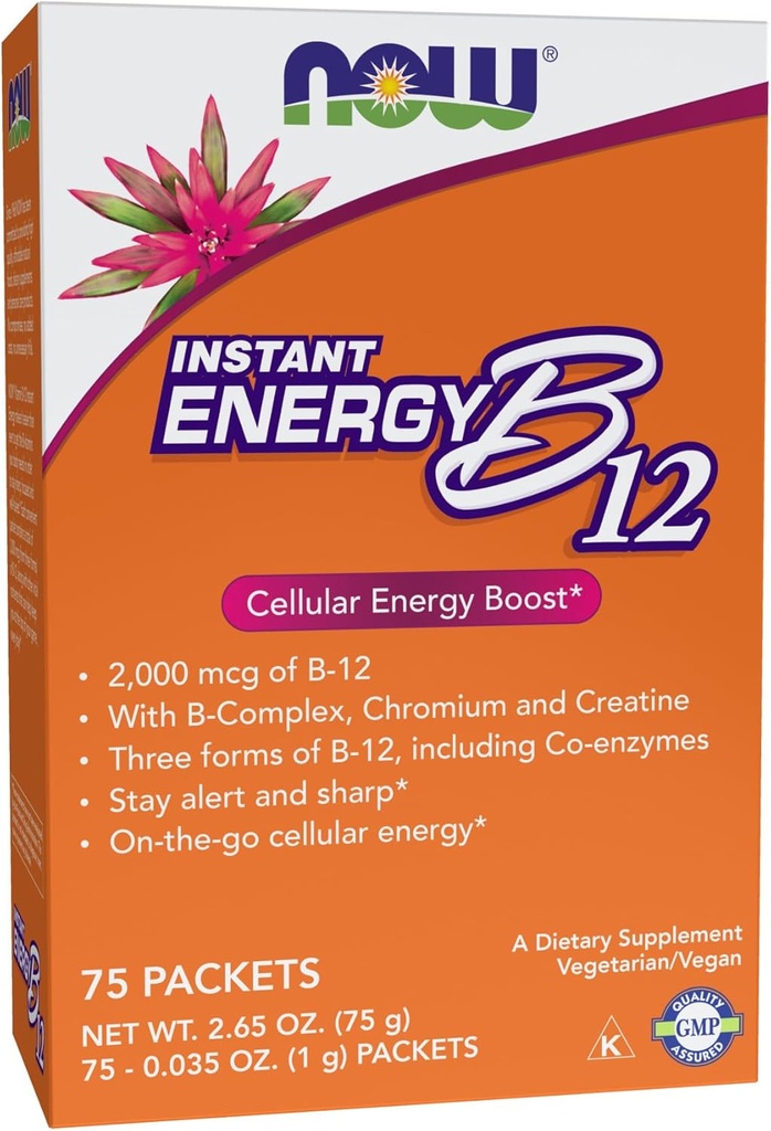 NOW 补编,即时能源B-12(每包2 000 mcg,B-12),手机能源靴*,75包