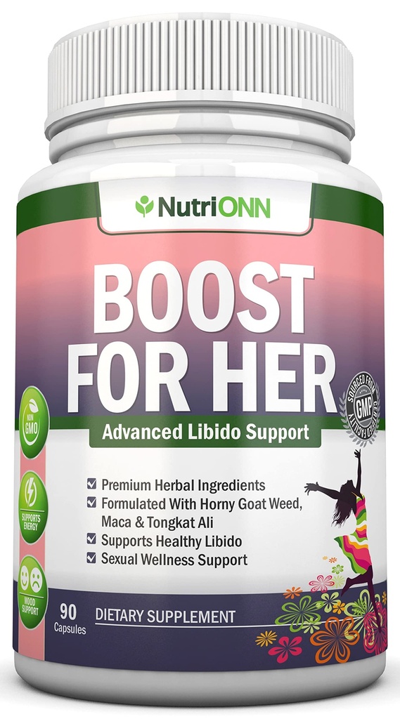 为她的Libido助推 - 激活和增强Libido - Mood & Desire Boost - 非GMO - 所有天然草药 - 与Horny Goat Weed, Maca, Tongkat Ali & Tribulus - 90 Capsules