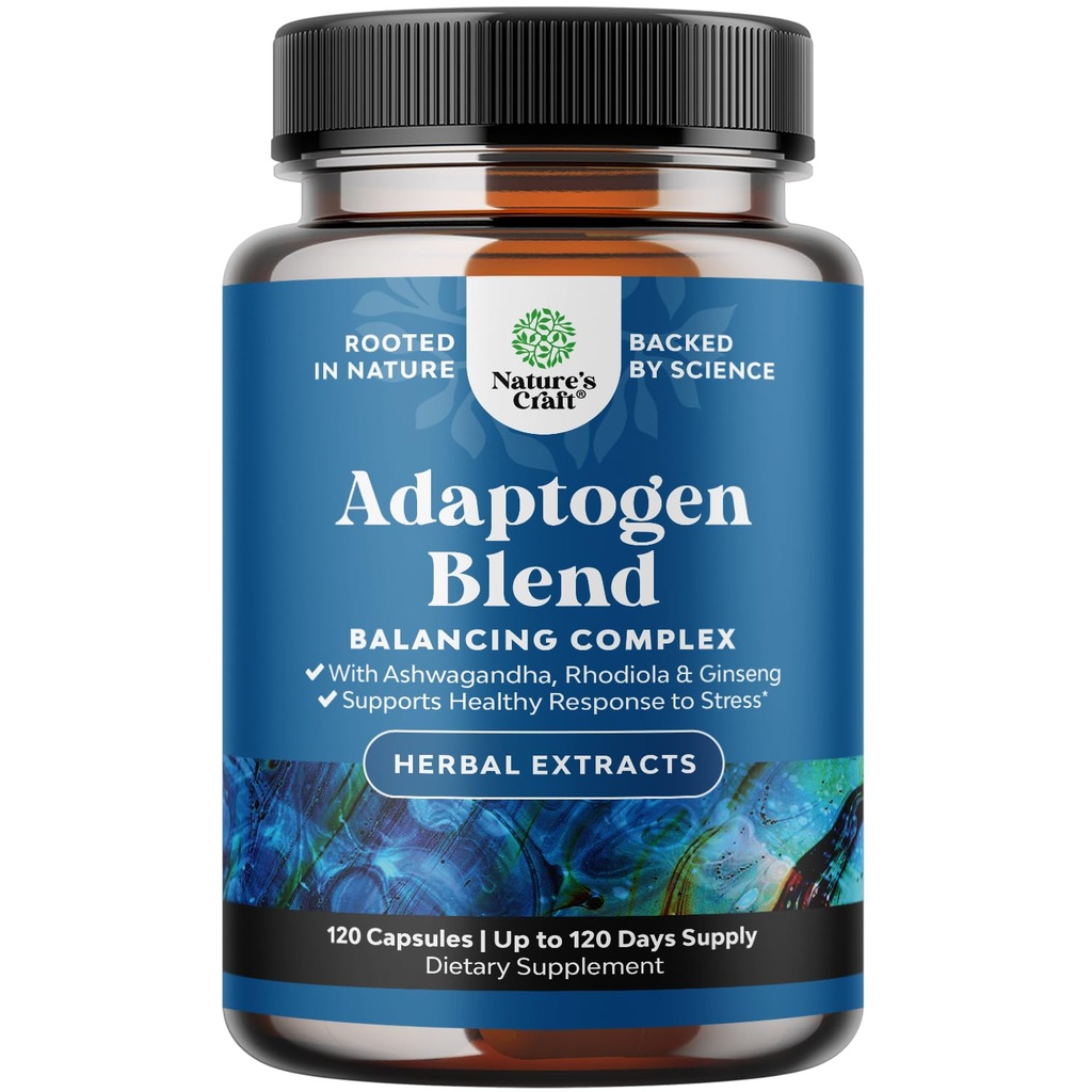 草原适应原体 Mood支持补充 - 与Ashwagandha Rhodiola Rosea & Maca Root - Vegan Non GMO & Daytime Friendly - 120 ct 一起将压力和Cortisol管理适应原体降温