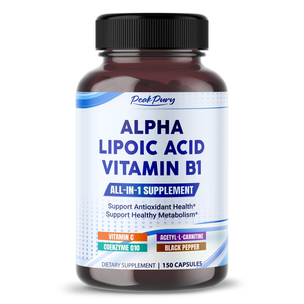 配有维生素B1的Alpha Lipoic酸 - 支持抗氧化剂健康与健康代谢 - 包括维生素C,乙酰-L-卡尼丁,CoQ10 - 在美国制造 - 150 Capsules