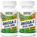 DEVA VAGAN Omega-3 DHA-EPA 500MG 2-Pack – No Carrageenan,非鱼油衍生自藻类,Non-GMO,60 Gelatin-Free Softgels Ea